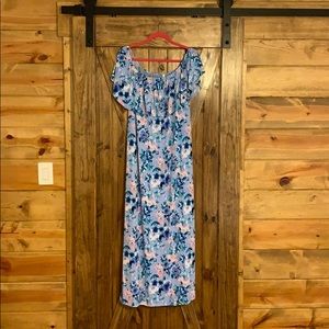 Floral Off Shoulder Maternity Maxi Dress